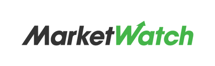 Das Bild zeigt das MarketWatch-Logo. Das Wort "Market" ist in fetter schwarzer Schrift, und "Watch" ist in fetter grüner Schrift mit einem nach oben gerichteten Pfeil, der einen Teil des Buchstabens "W" in "Watch" bildet und steigende Markttrends symbolisiert. Der Hintergrund ist weiß.